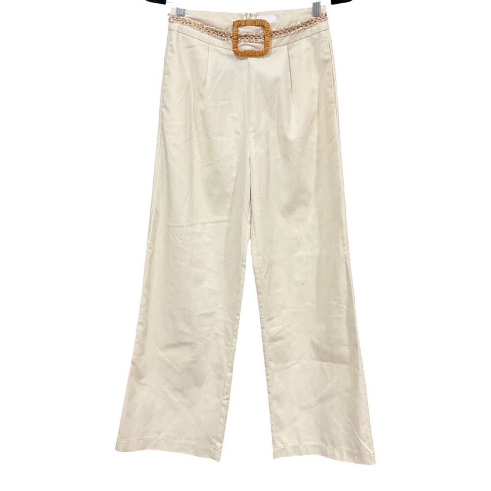 LENA Pants Women Cream Small Cotton Linen